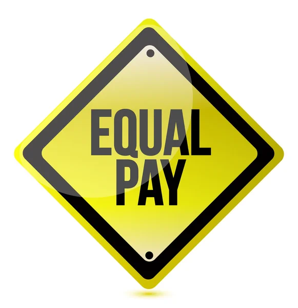 Equal pay yellow street sign illustration — Stock Photo, Image