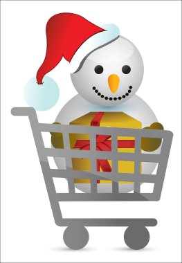 kardan adam illüstrasyon tasarımı ile alışveriş sepeti