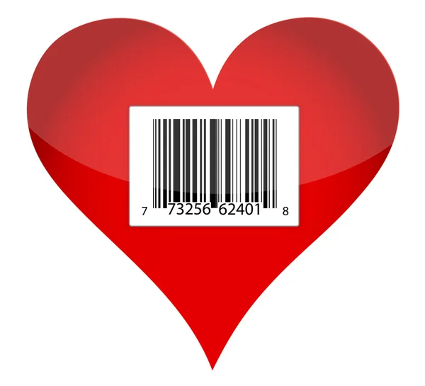 Barcode hjärtat illustration design — Stockfoto