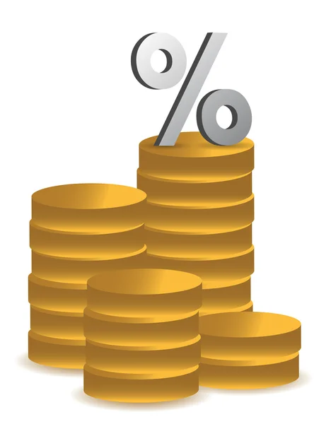 Coins and percentage symbol illustration — Stock Photo, Image