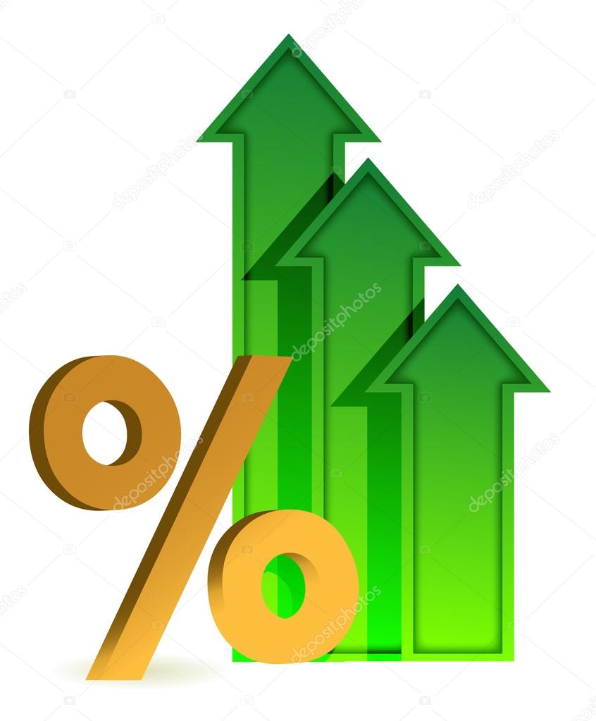 arrows going up and percentage symbol
