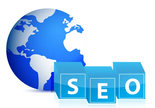 Search engine optimization globe illustration — Stock Photo, Image