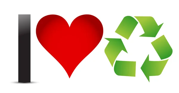 Ik hou van recycle illustratie — Stockfoto