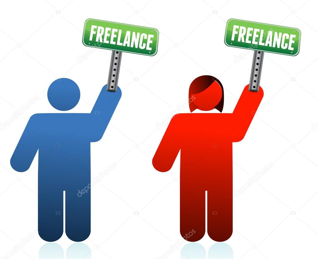 male and female freelancer signs