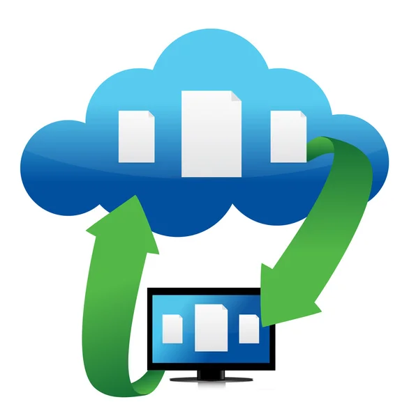 Transferencia de archivos desde la ilustración en nube — Foto de Stock