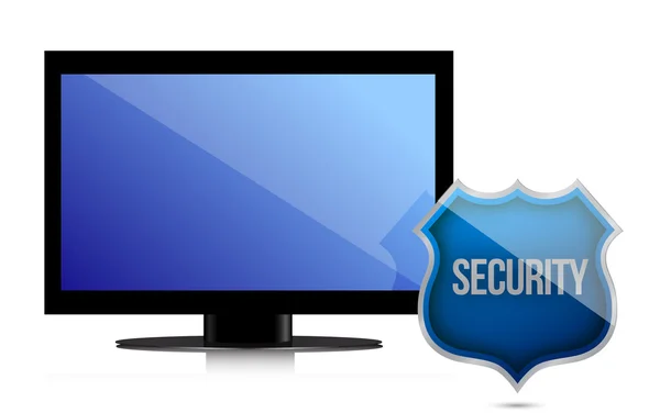 Monitor with security shield illustration design — Stock Photo, Image