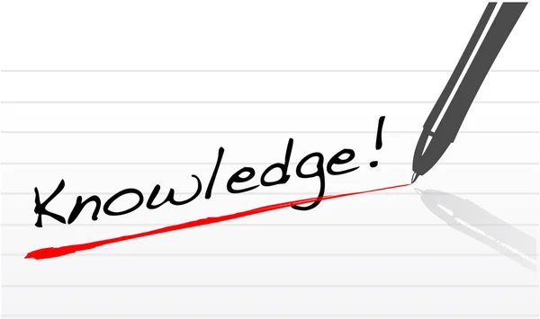 Knowledge written on a notepad paper and a pen — Stock Photo, Image