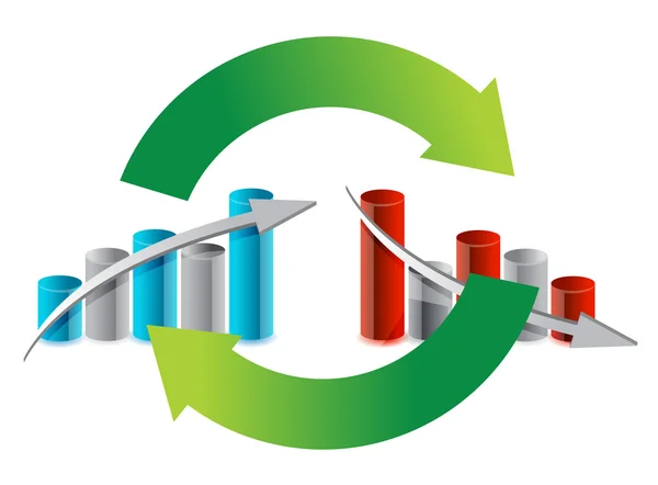 Yukarı ve aşağı grafik illüstrasyon tasarım döngüsü — Stok fotoğraf
