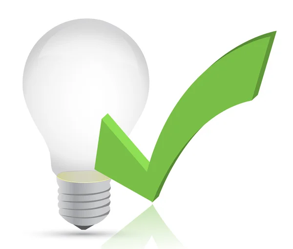 Light bulb and check mark illustration — Stock Photo, Image