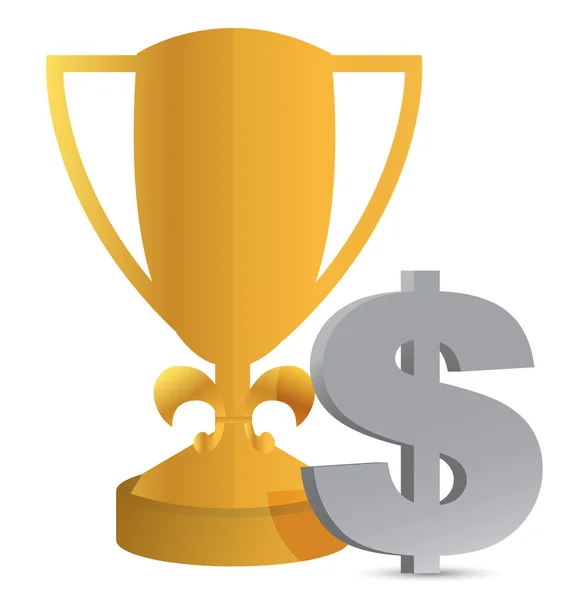 Trophy cup and dollar sign — Stock Photo, Image