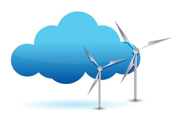 Cloud computing en windmolen afbeelding ontwerp — Stockfoto