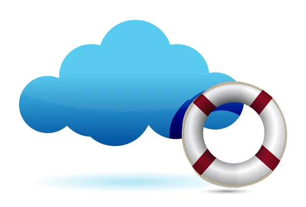 Cloud computing sos livräddare illustration — Stockfoto