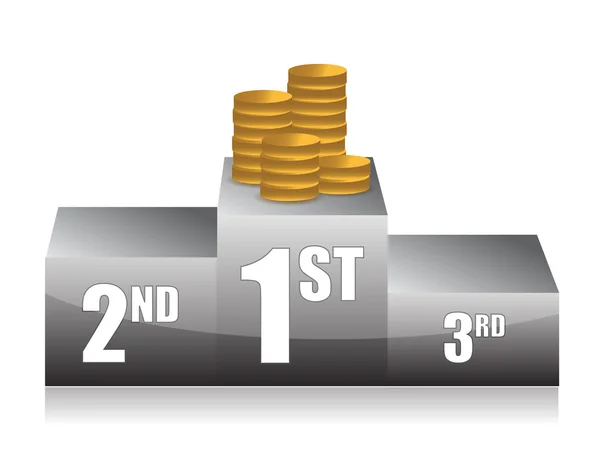 Podium with coins illustration — Stock Photo, Image