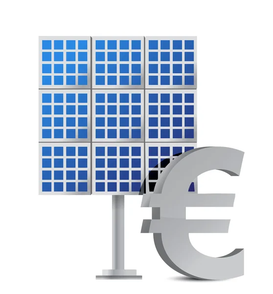 Solar panel and euro sign — Stock Photo, Image