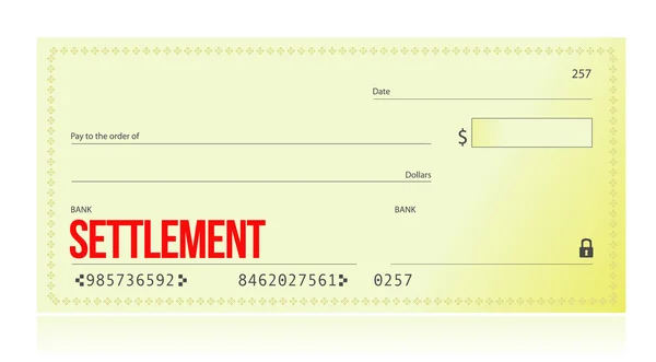 Settlement bank check — Stockfoto