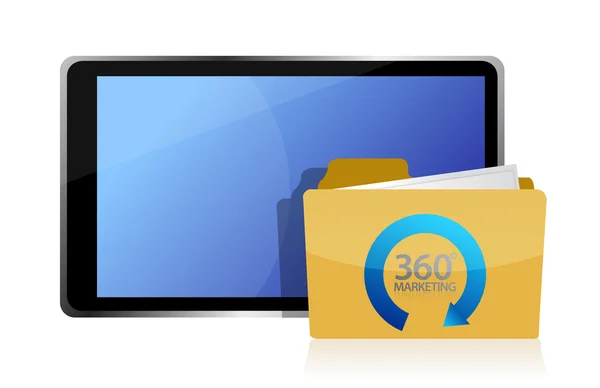 Marketing 360 and tablet — Stock Photo, Image