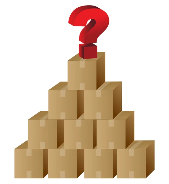 Boxes and a question mark in top — Stock Photo, Image