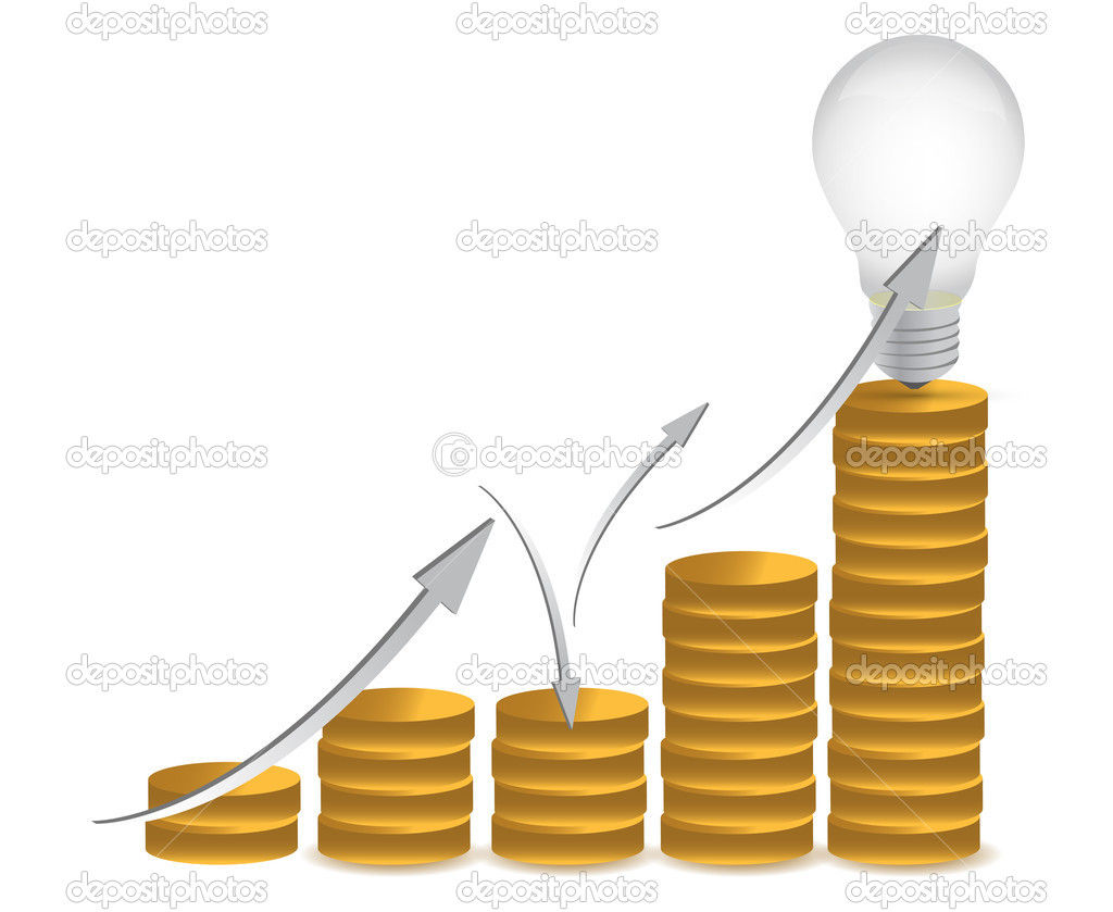 coins and lightbulb illustration design