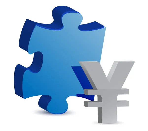 Puzzle and yen illustration design — Stock Photo, Image