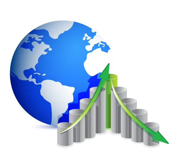 Földgömb és üzleti grafikon — Stock Fotó