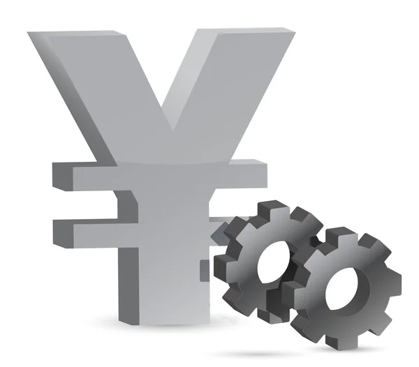 Yen gears illustration — Stock Photo, Image