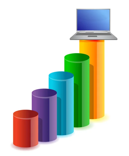 Gráfico de negocios y portátil — Foto de Stock