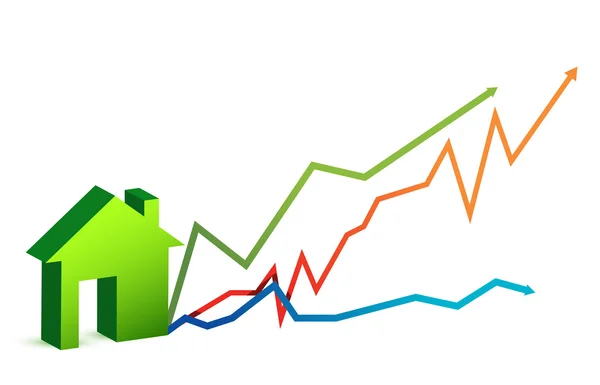 Dom cena rynkowa strzałki — Zdjęcie stockowe
