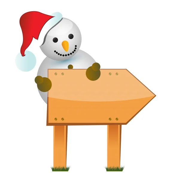 Houten snowman sign — Stockfoto
