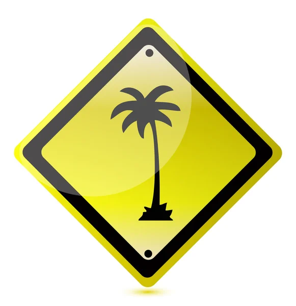 Sinal amarelo palma — Fotografia de Stock