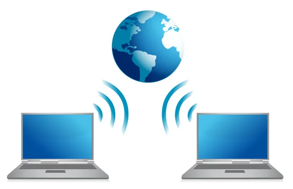 Laptops connected to the internet — Stock Photo, Image