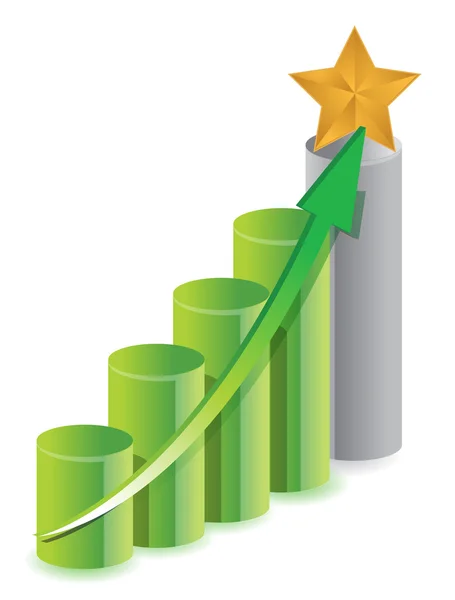 Gold star in top of graph — Stock Photo, Image