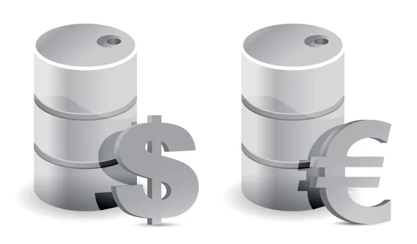 Dollar and euro oil prices — Stock Photo, Image