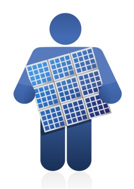 bir güneş paneli holding simgesi