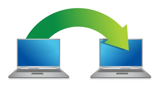 Übertragung von Dateien vom Laptop — Stockfoto