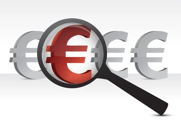 Eurosymbool onder vergroten — Stockfoto