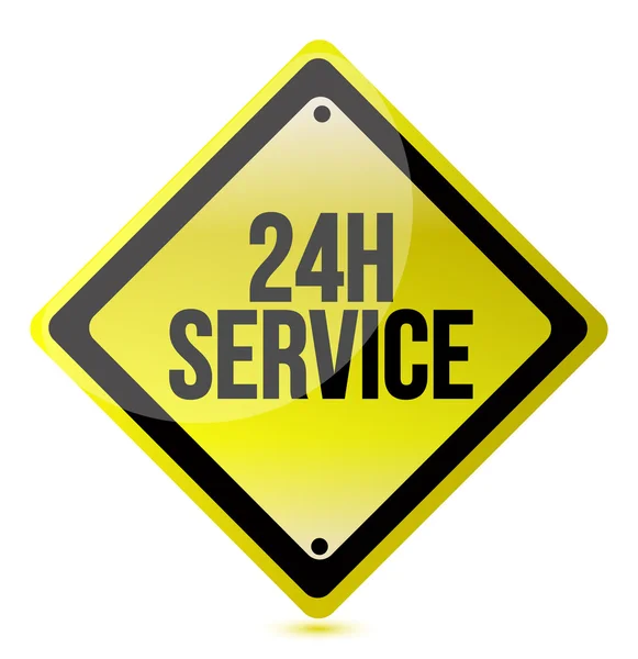 24 hour service yellow sign — Stock Photo, Image