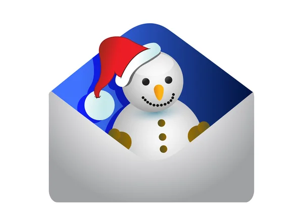 Weihnachtskarte mit einem Schneemann — Stockfoto