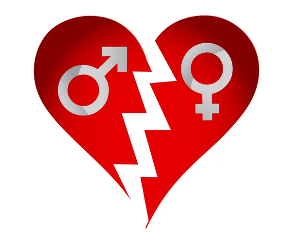 Male and female heart — Stock Photo, Image