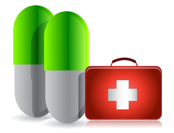 Pills and medical kit — Stock Photo, Image