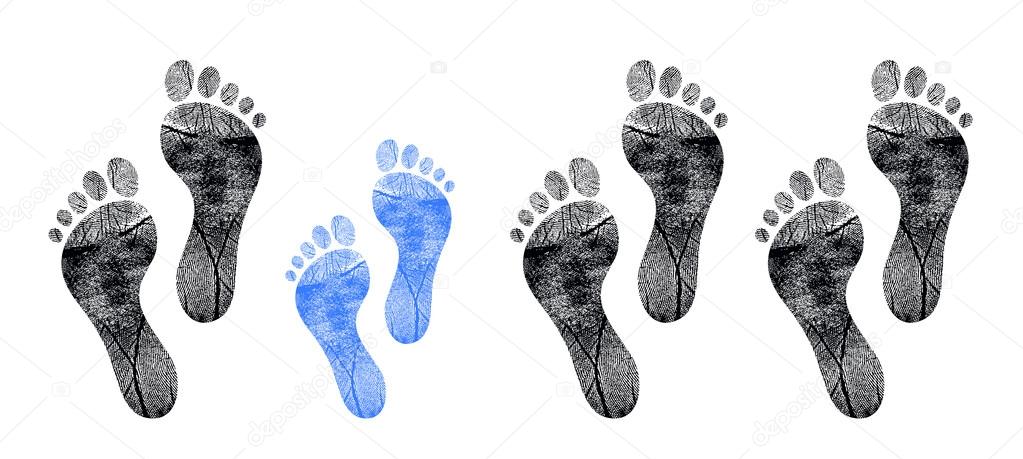 row of footprints