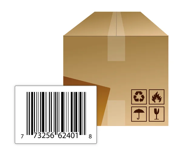 Doos met een barcode — Stockfoto