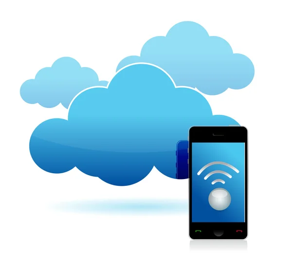 Nube y teléfono wifi conectado — Foto de Stock