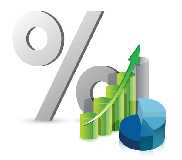 Graph pie chart and discount percentage — Stock Photo, Image