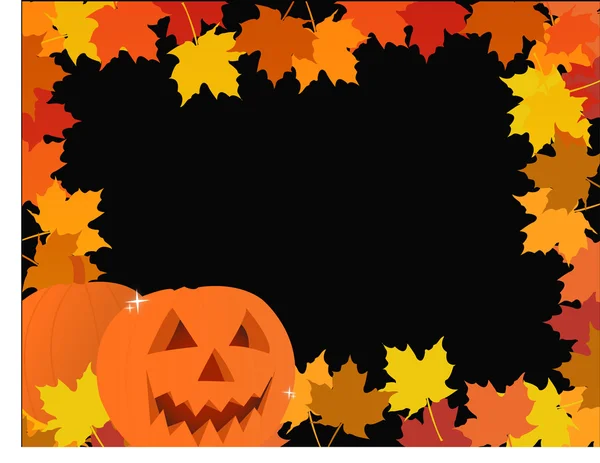 Halloween pompoen bladeren frame — Stockfoto