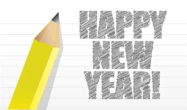Szczęśliwego nowego roku, napisany w notatniku — Zdjęcie stockowe