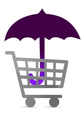 bir şemsiye tarafından korunan alışveriş