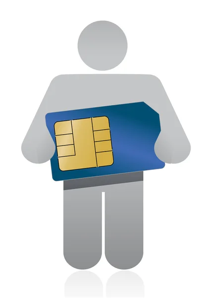 Icon holding a sim card — Stock Photo, Image