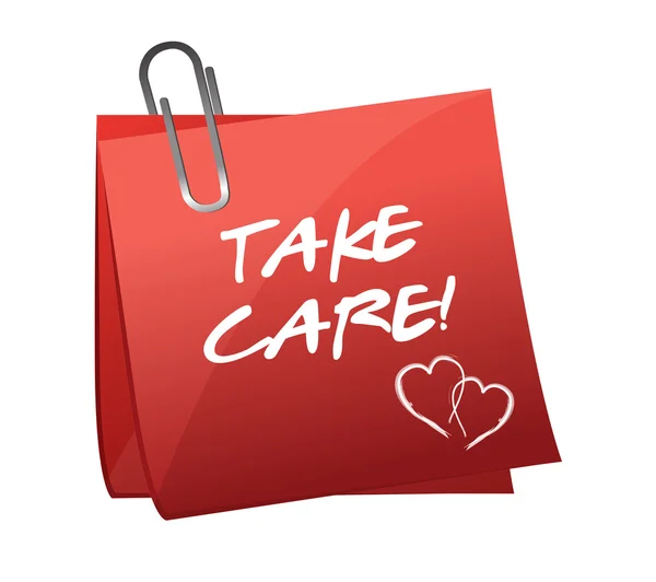 Take care message on a post it — Stock Photo, Image
