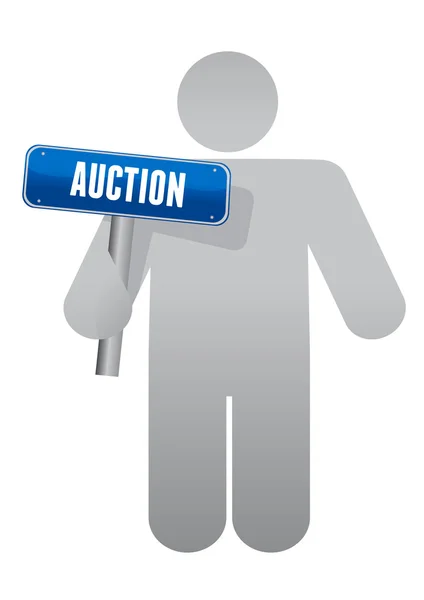Icon holding an auction sign — Stock Photo, Image