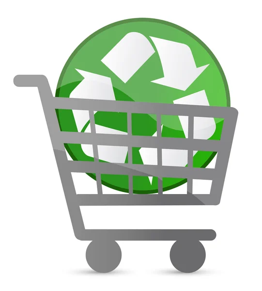 Cartão de compras e sinal de reciclagem — Fotografia de Stock